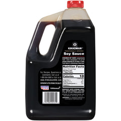 Kikkoman soy sauce pouring image showing versatile use in marinades and stir-fries.