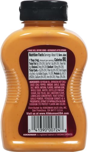 Kikkoman Sriracha Mayo creamy texture elevates sauces and dips.