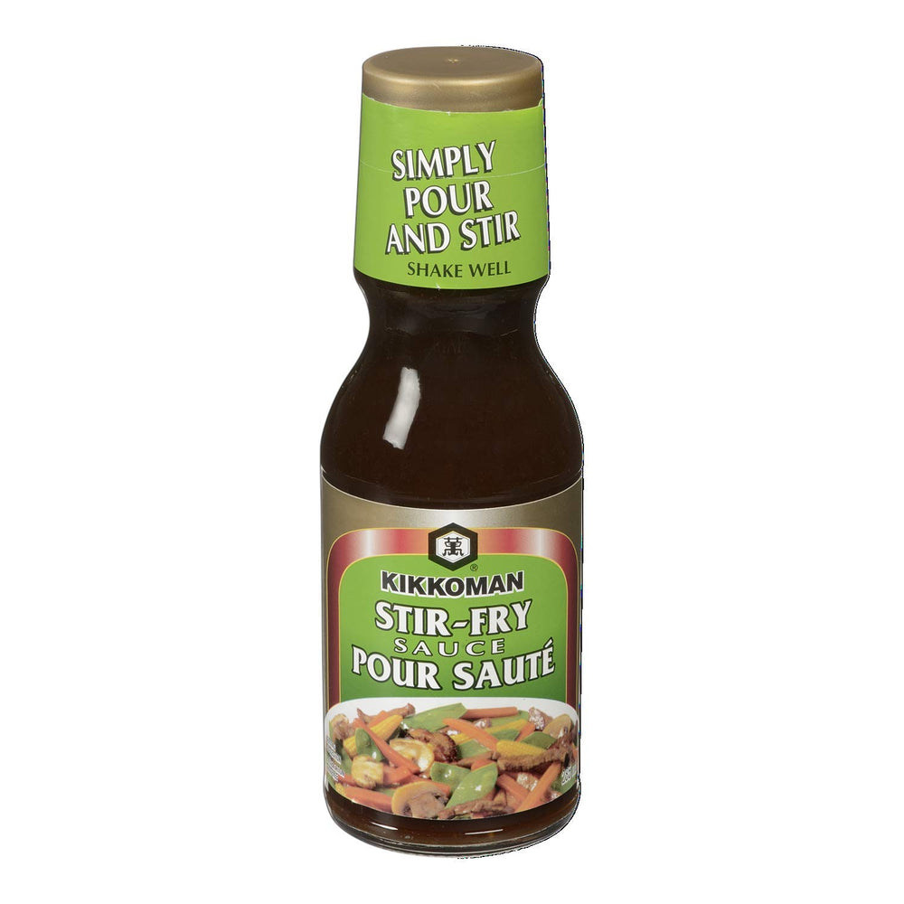 Kikkoman Stir-Fry Sauce bottle pouring for quick weeknight meals