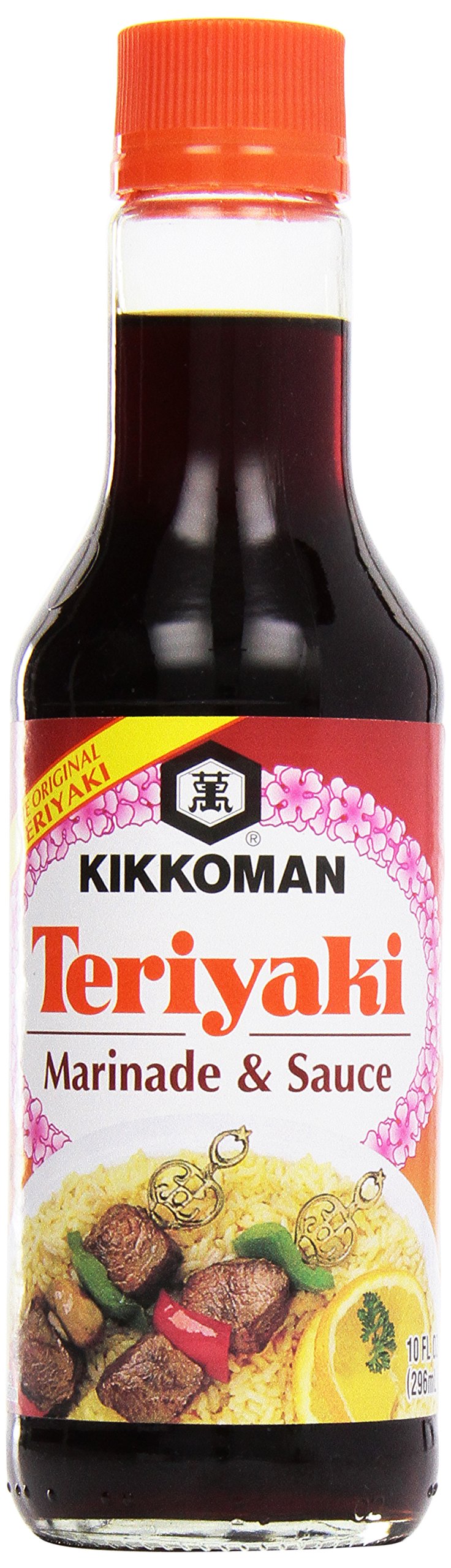 Kikkoman Teriyaki Marinade bottle with glossy glaze ready for cooking