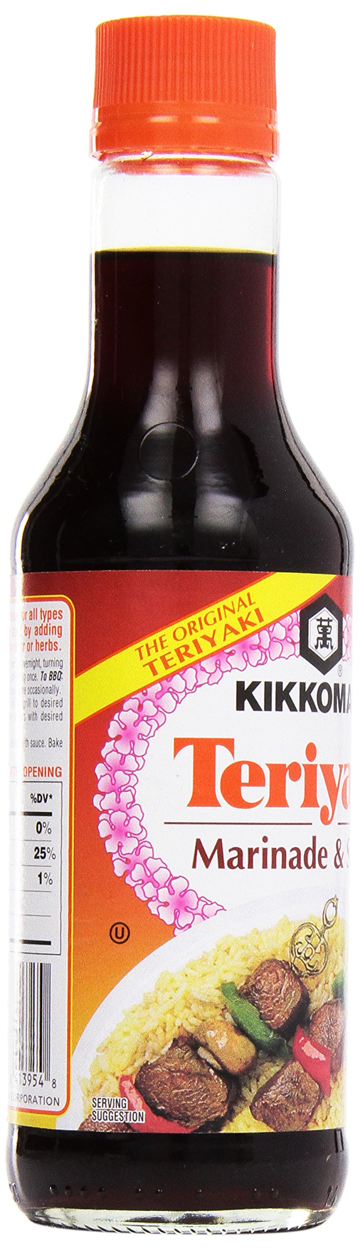 Close-up of the sauce bottle beside marinated meat