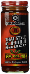 Kikkoman Thai Style Chili Sauce 9oz bottle shown for dipping and flavoring