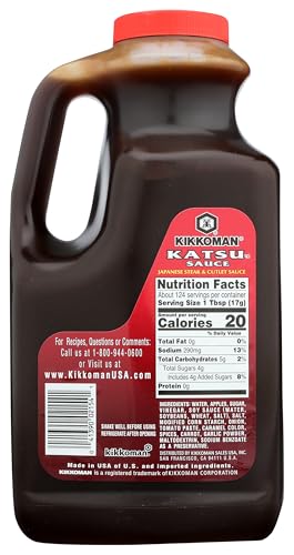 Kikkoman Tonkatsu Sauce close-up texture, tart and fruity notes to enhance fried meats.