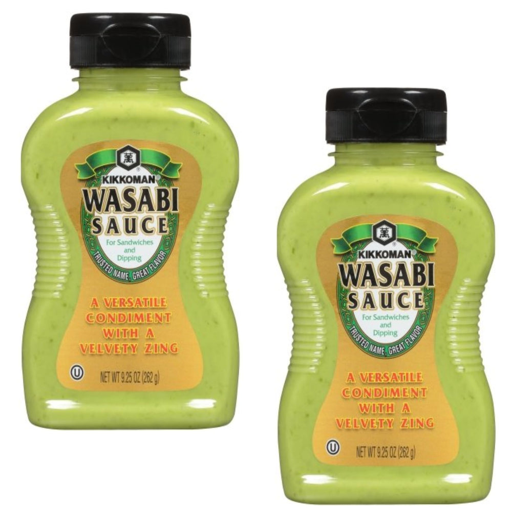 Kikkoman Wasabi Sauce bottle for sandwiches and dips with velvety zing.