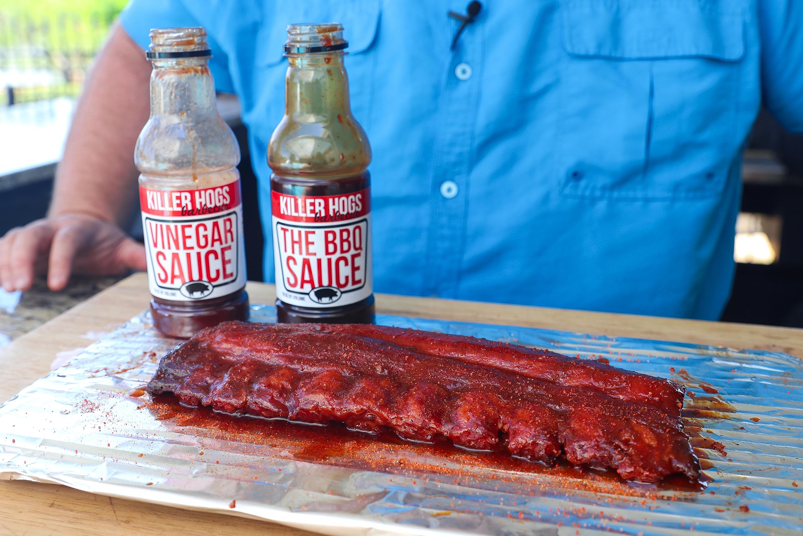 Killer Hogs Vinegar Sauce bottle boosts tangy flavor for pork and chicken.