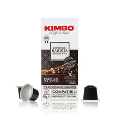 Kimbo Barista Ristretto crema close-up on a rich espresso.