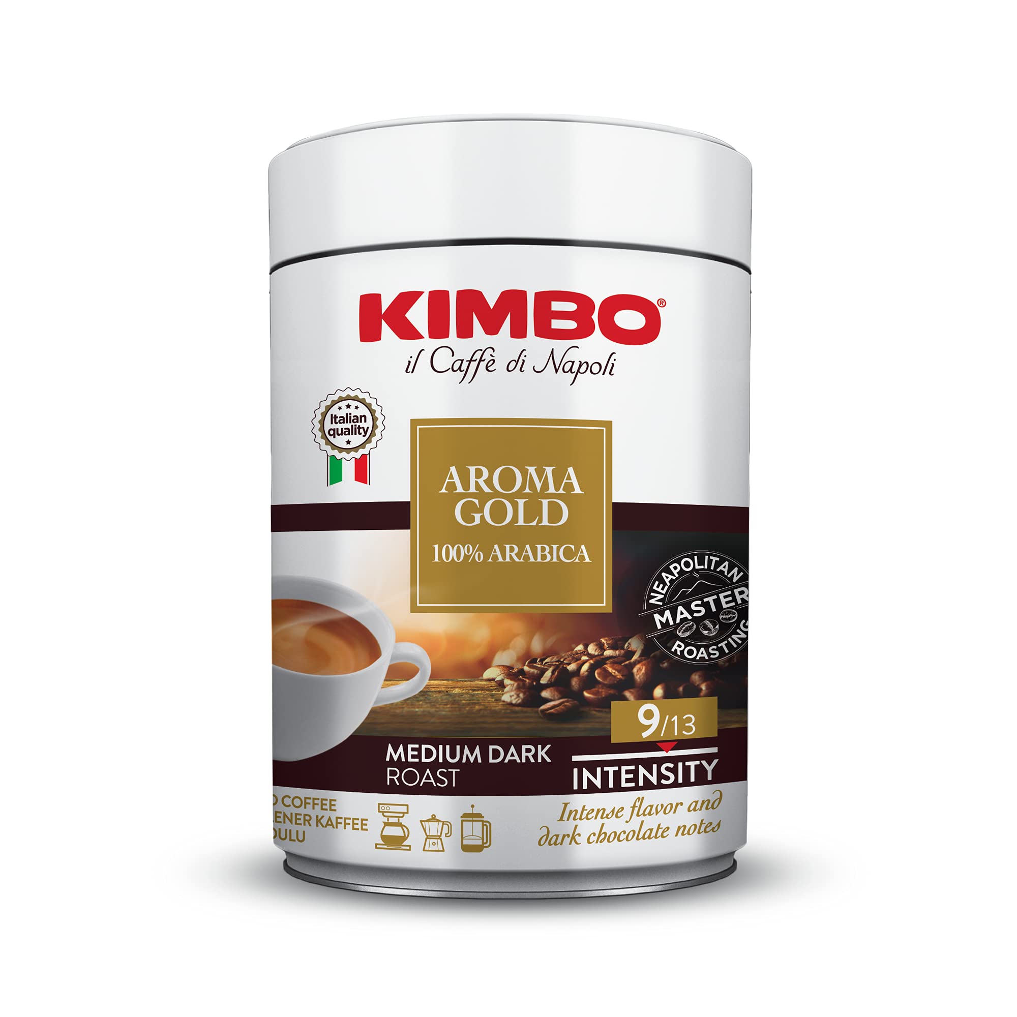 Kimbo Espresso Aroma Gold ground coffee for a smooth morning brew