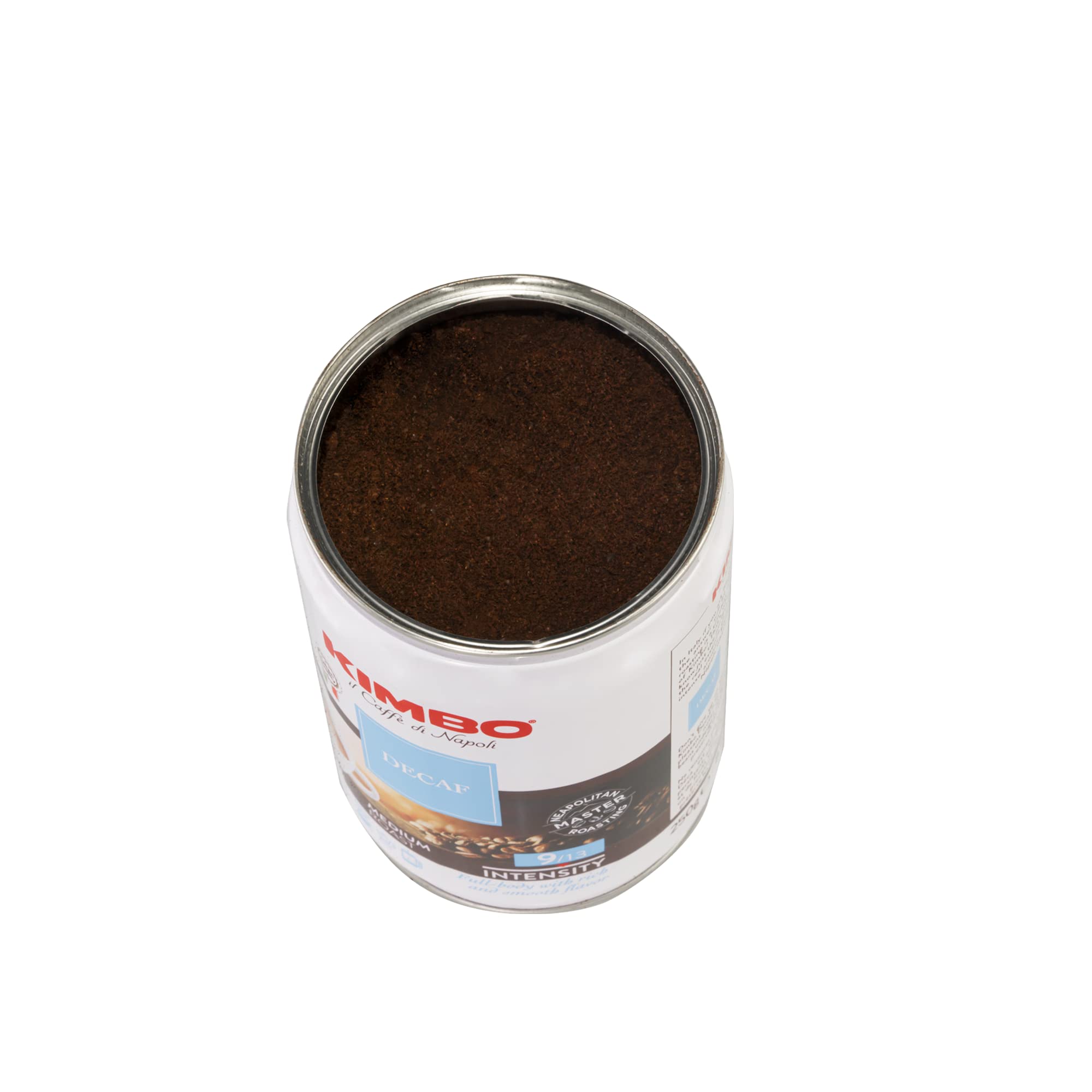 Kimbo Espresso Decaffeinato cup close aroma, inviting decaf flavor.
