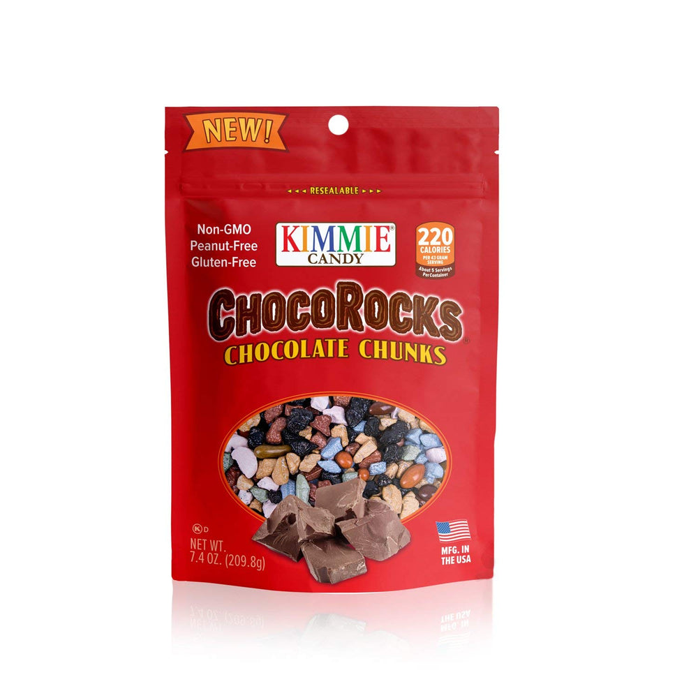 Kimmie Candy ChocoRocks 7.4 oz bag image showing resealable packaging for freshness.