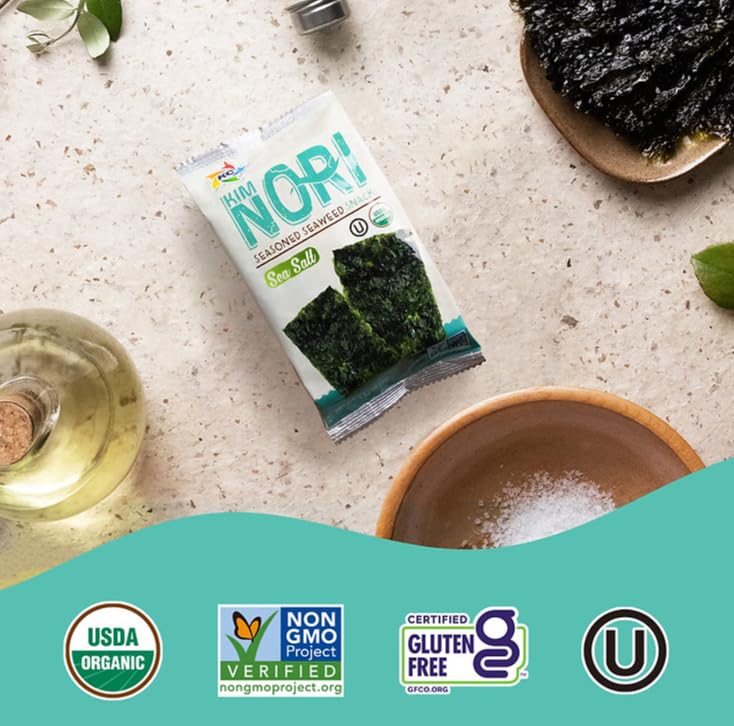 KIMNORI 24-pack box shown, family-friendly value for lunches and snacks.