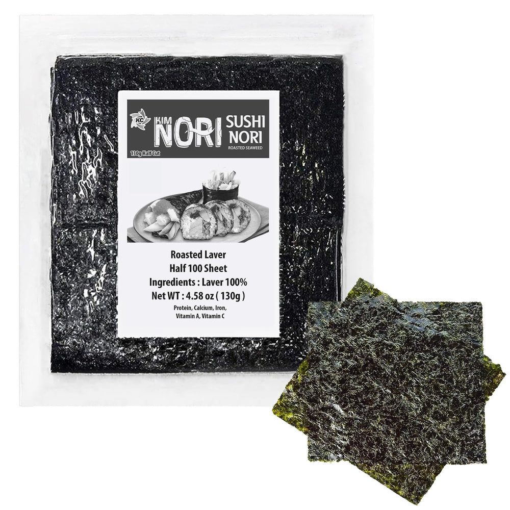 Kimnori natural laver sheets are pure seaweed without additives