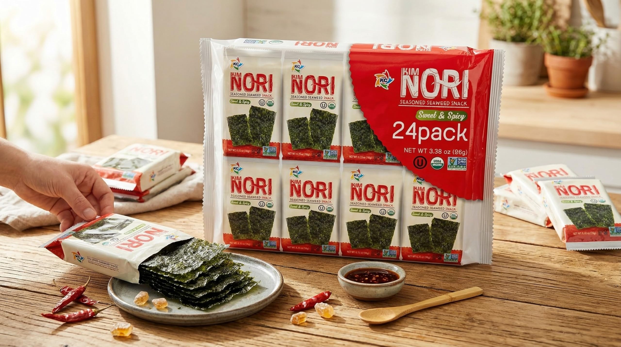 Kimnori organic non-GMO vegan seaweed with clean label.