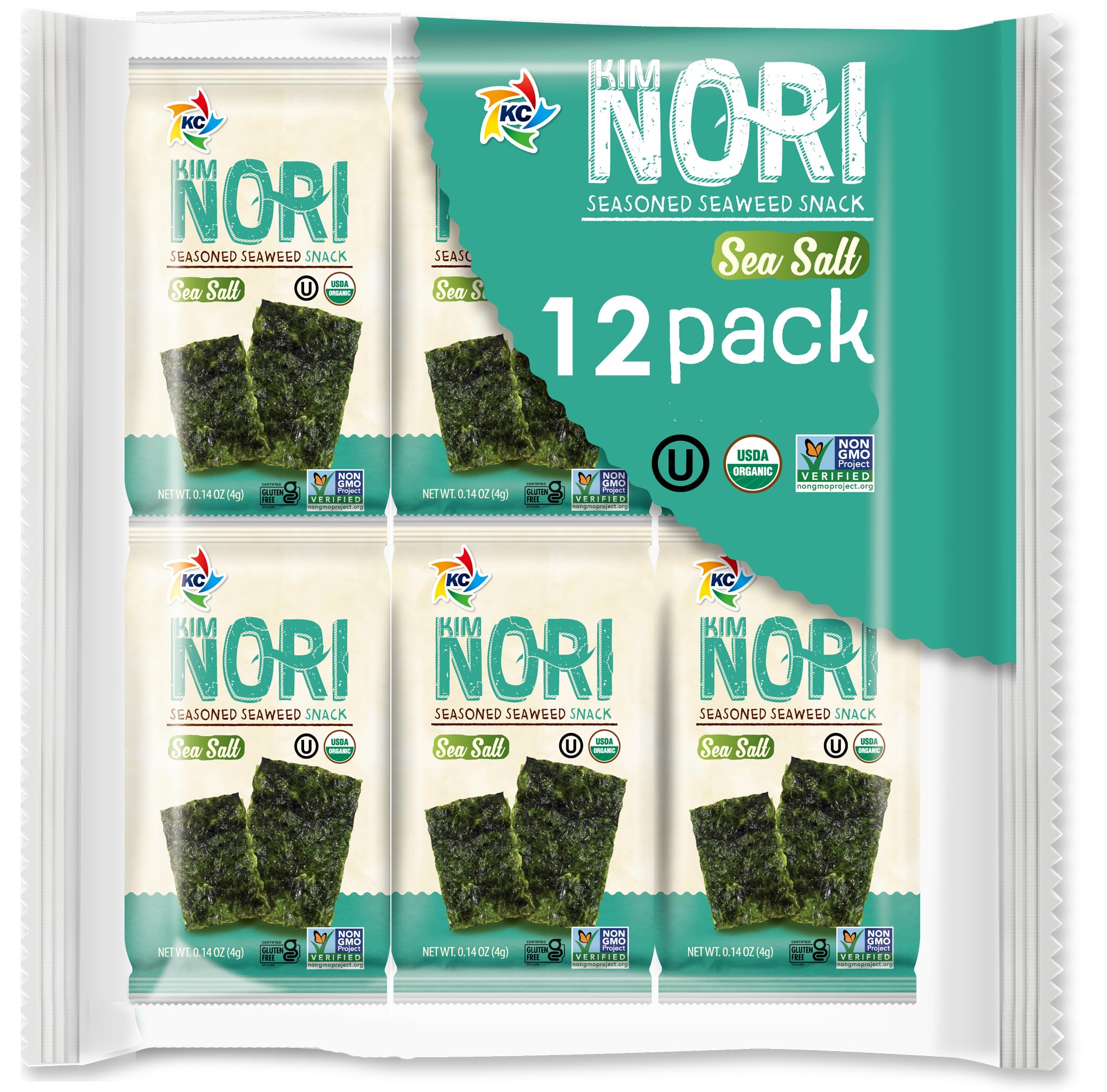 KIMNORI seaweed snack box front showing 12-pack bundle for easy snacking.