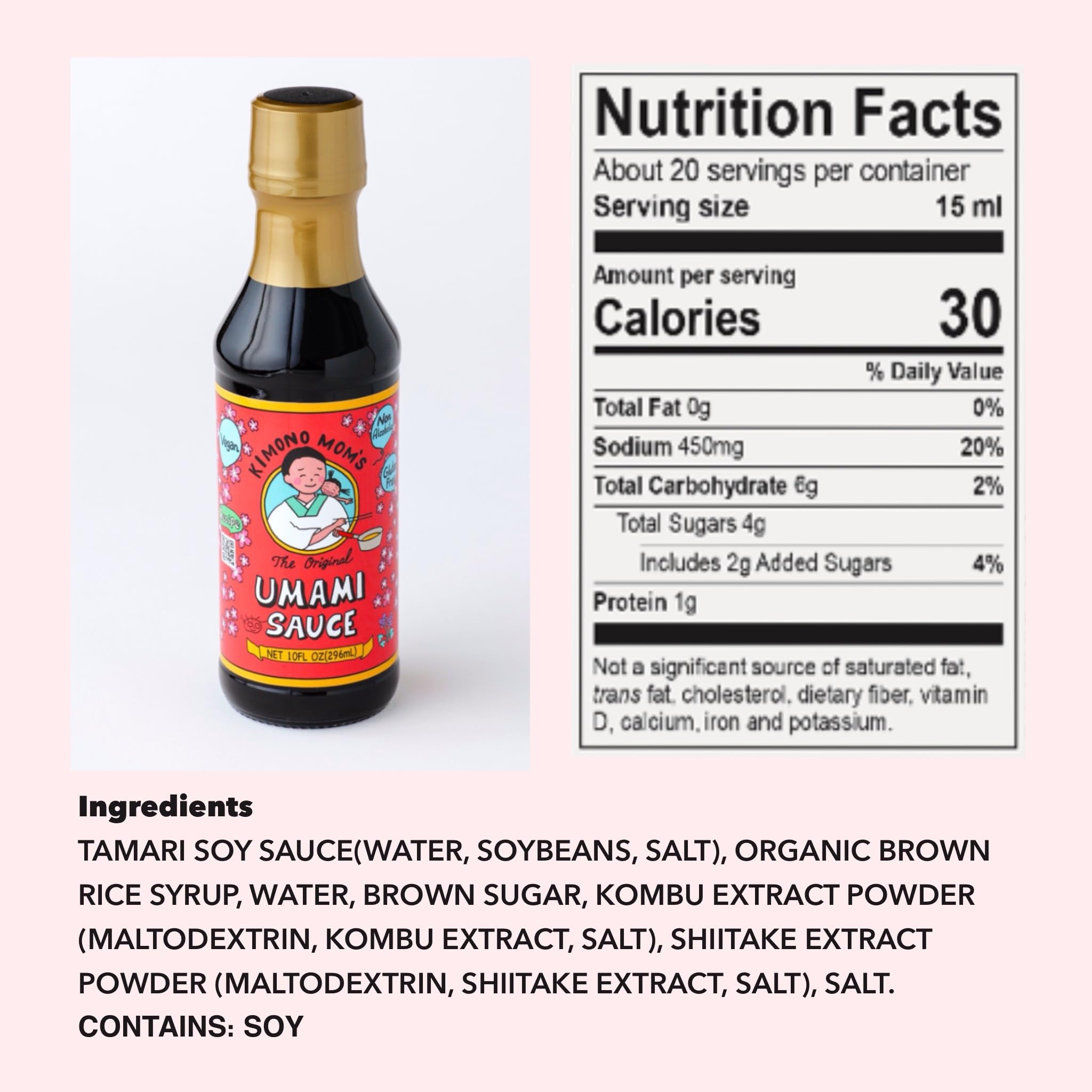 Kimono Mom UMAMI SAUCE ingredient view highlights plant-based umami