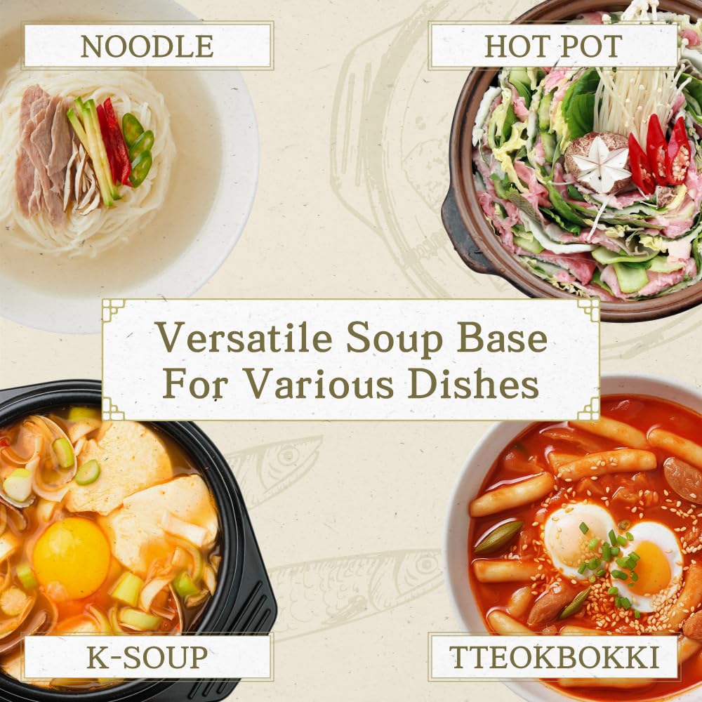 KIM'S TABLE anchovy broth tablet dissolves in minutes for quick meals.