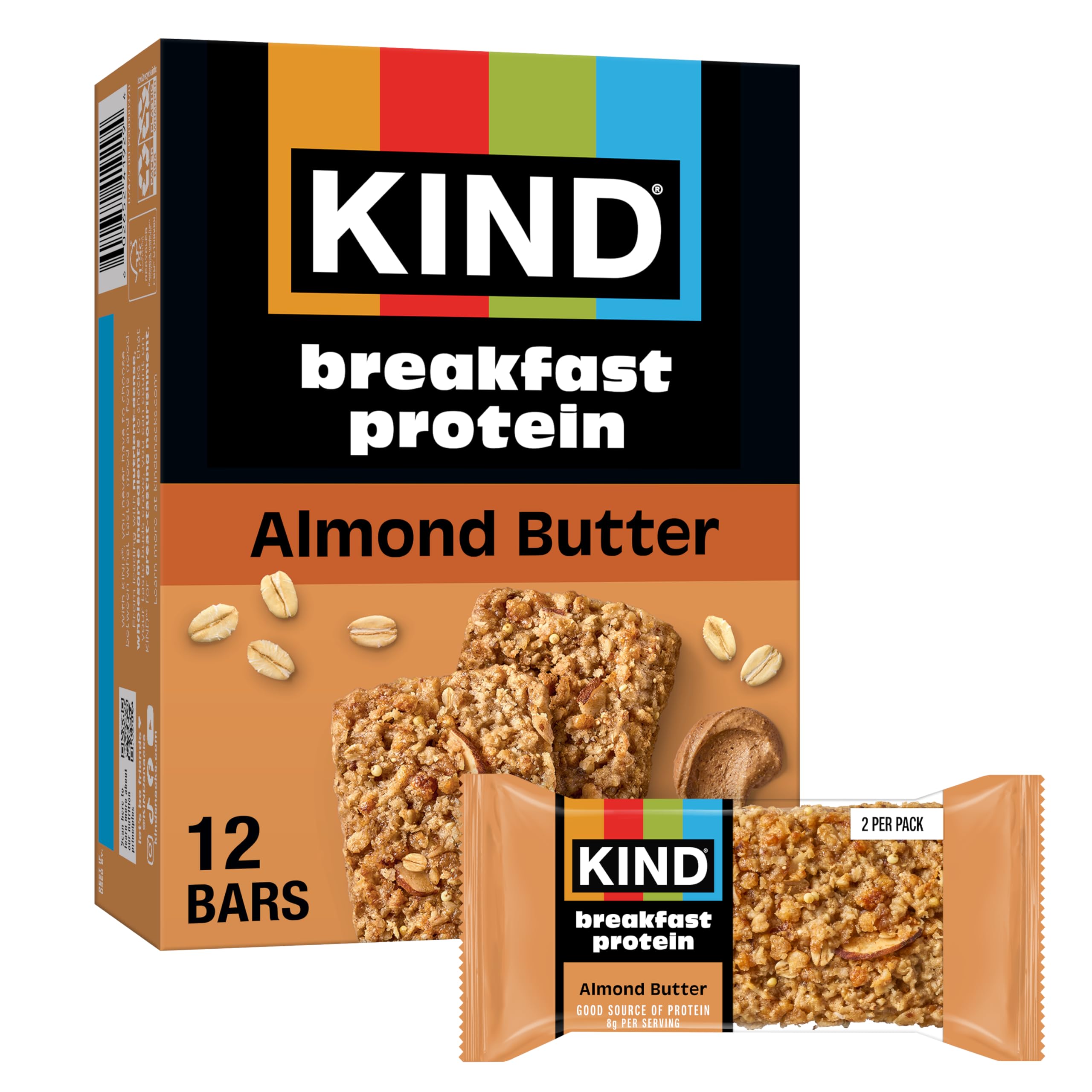Kind Almond Butter Breakfast Bars pack close-up for on-the-go energy.