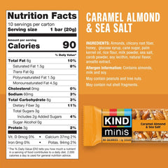 KIND Bar Minis Caramel Almond & Sea Salt close-up with caramel sweetness and almond crunch