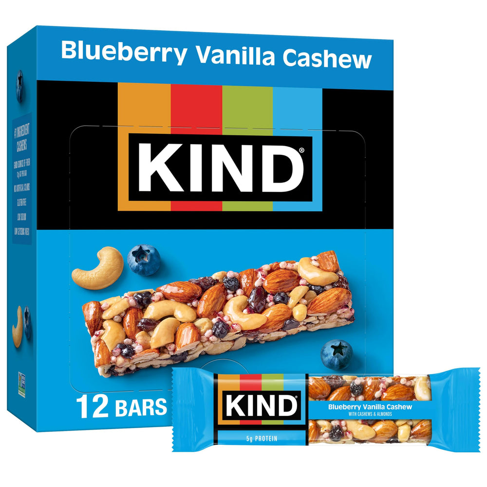 KIND Blueberry Vanilla Cashew bar pack for on-the-go snacking