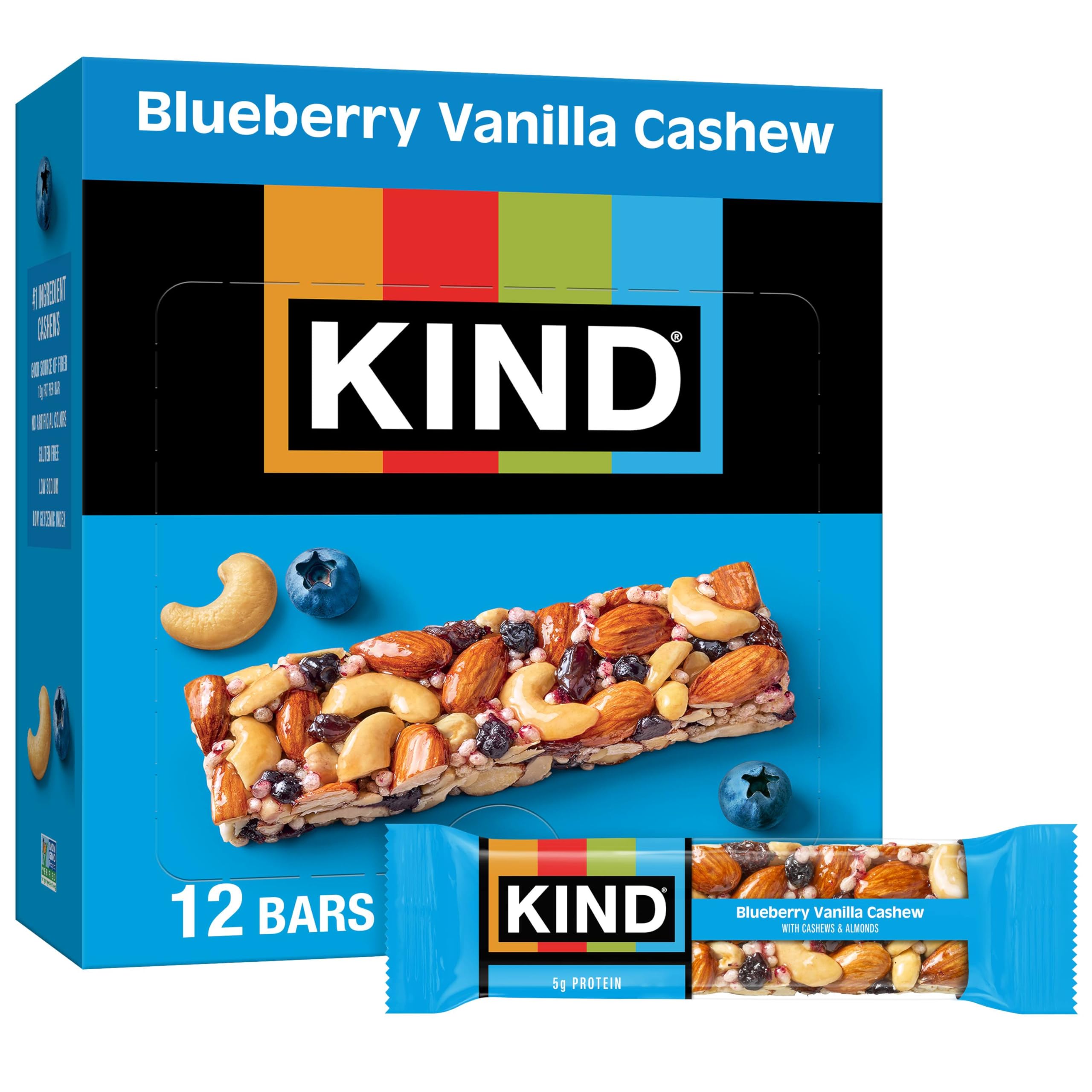 KIND Blueberry Vanilla Cashew bar pack for on-the-go snacking