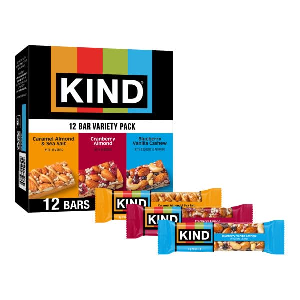 KIND Blueberry Vanilla Cashew bar in view, grab-and-go snack for busy mornings