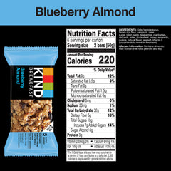 KIND Breakfast Bars blueberry almond close-up highlighting chewy texture and blueberry bits.