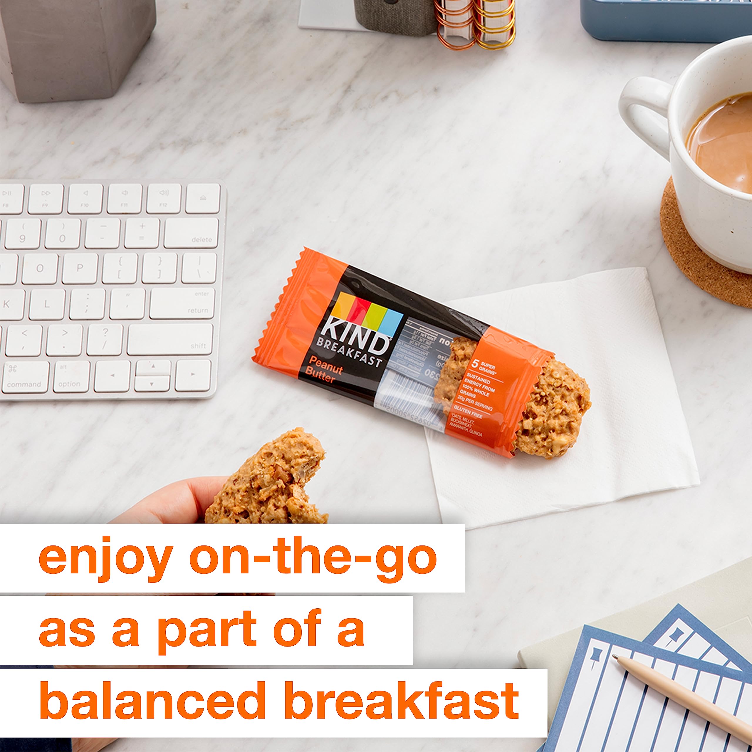 KIND gluten-free breakfast bar with 21g whole grains per serving and non-GMO verified.