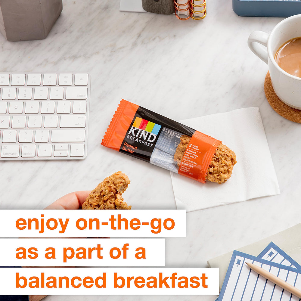 KIND gluten-free breakfast bar with 21g whole grains per serving and non-GMO verified.