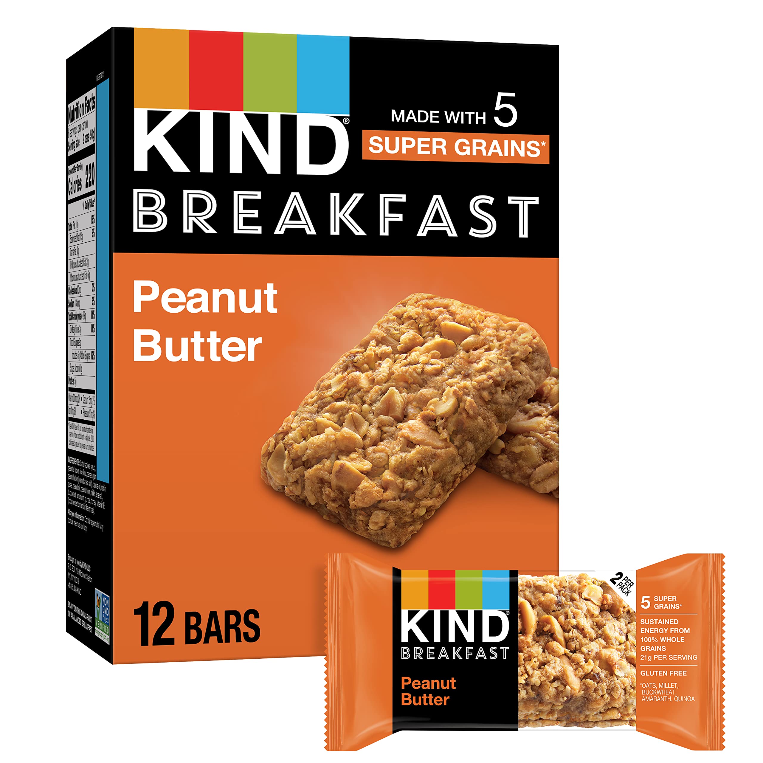 KIND Peanut Butter Breakfast Bars box for a convenient on-the-go breakfast