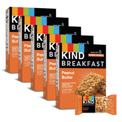 KIND Breakfast Bars peanut butter box, gluten-free whole grains for steady morning energy.