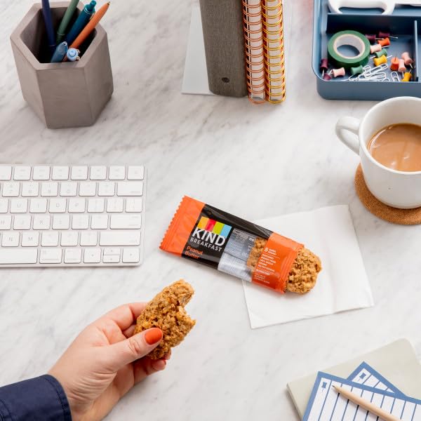 Nutrition panel on KIND Peanut Butter Breakfast Bars highlighting whole grains