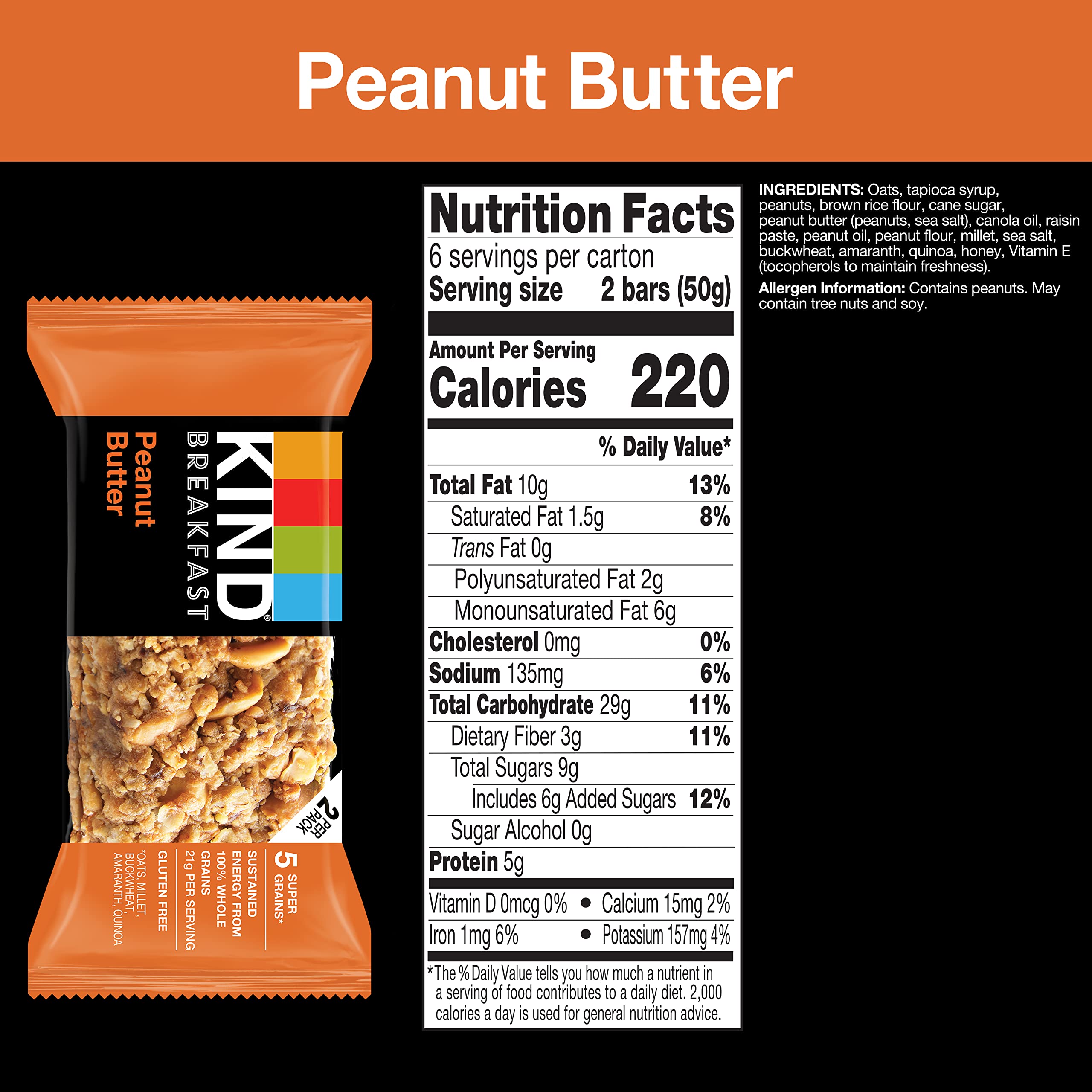 KIND Breakfast Bars two-bar pack, convenient on-the-go healthy snack.