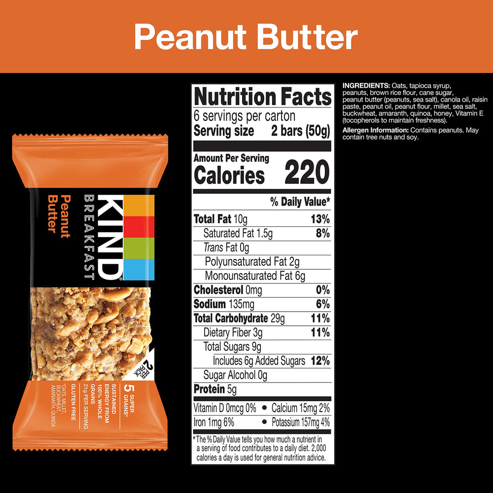 KIND Breakfast Bars two-bar pack, convenient on-the-go healthy snack.