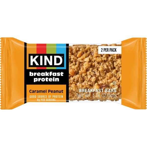 KIND Breakfast Caramel Peanut bars on-the-go, ideal travel snack