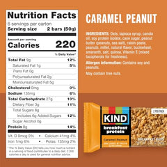 KIND Breakfast Caramel Peanut bars pack open for convenient two-bar servings