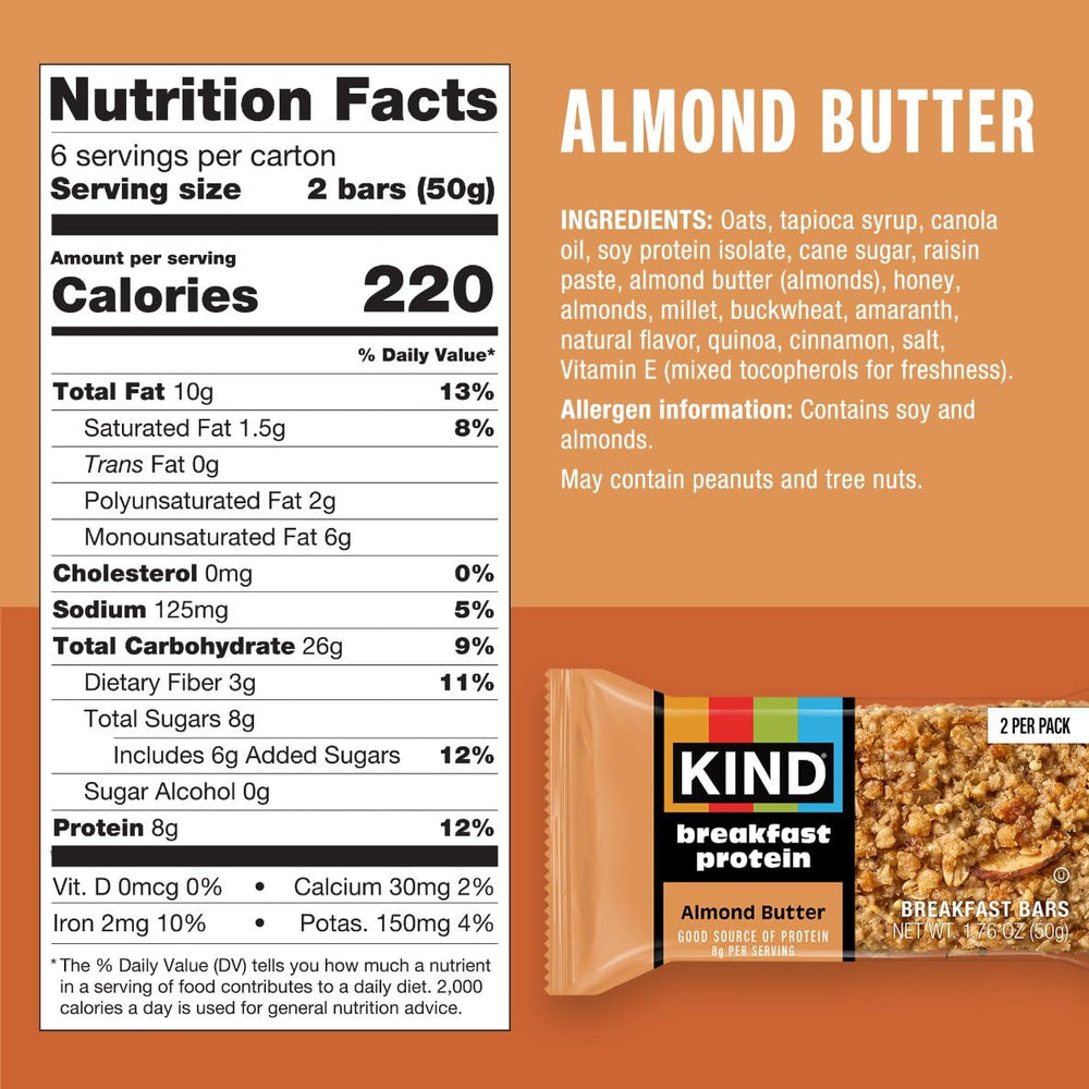 KIND Five-grain bars display with whole grains and Non-GMO ingredients.