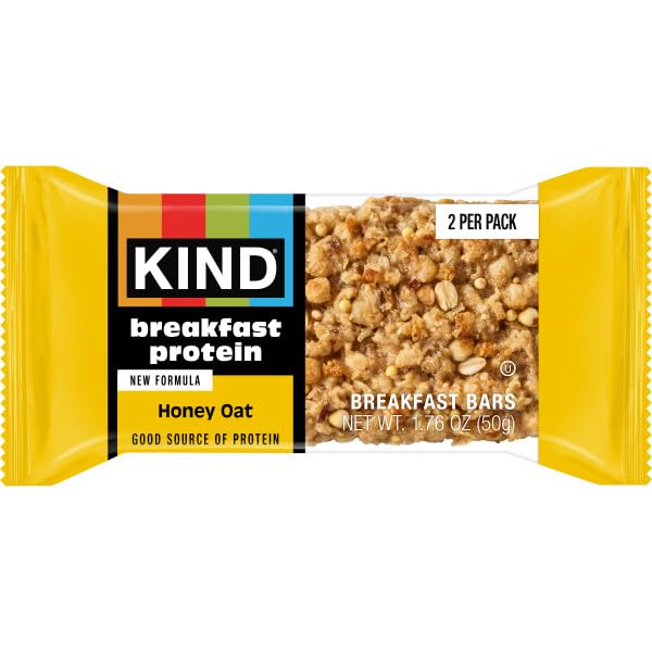 KIND Honey Oat pack angled shot for on-the-go breakfast idea and protein boost