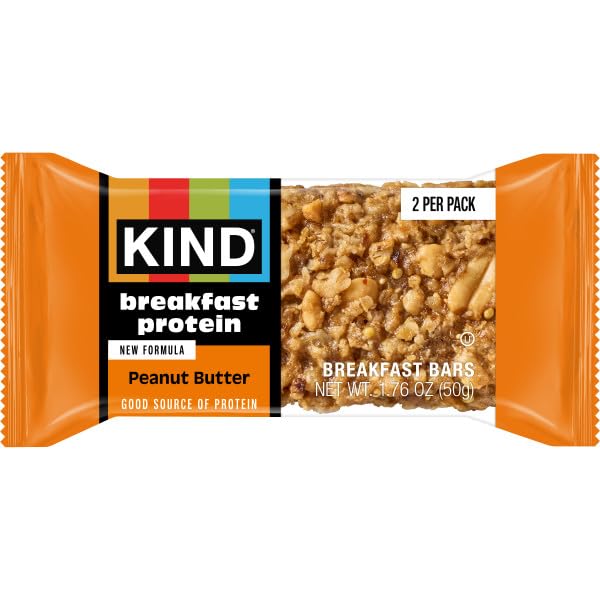 KIND packaging highlights six packs for quick breakfasts.