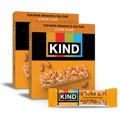 KIND Caramel Almond & Sea Salt bar wrapped for on-the-go snacking.