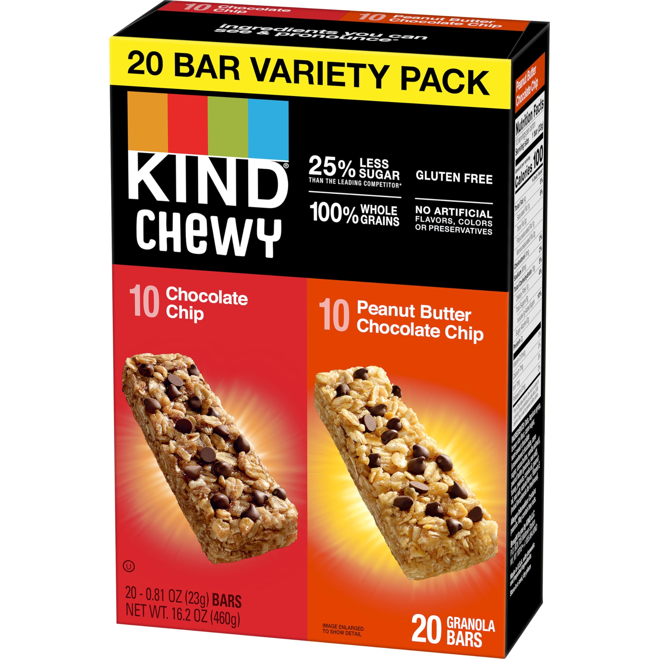 KIND Chewy granola bars bar close-up peanut butter chocolate chip, satisfying mid-day cravings.