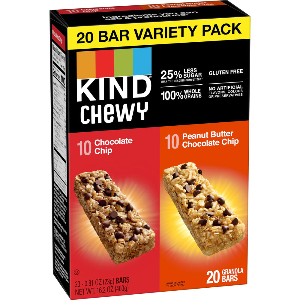 KIND Chewy granola bars on-the-go package, ready-to-eat snack for busy mornings.