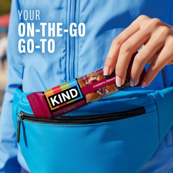 KIND Cranberry Almond bars shown as a grab-and-go snack