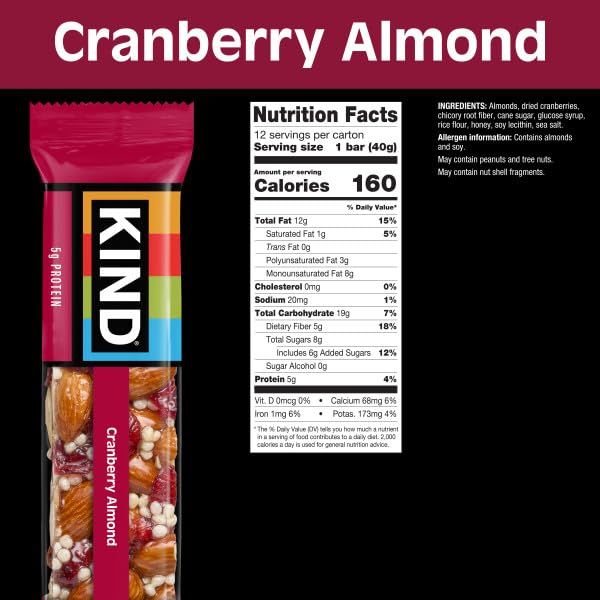 Kind Cranberry Almond Bars individually wrapped for on-the-go snacking.