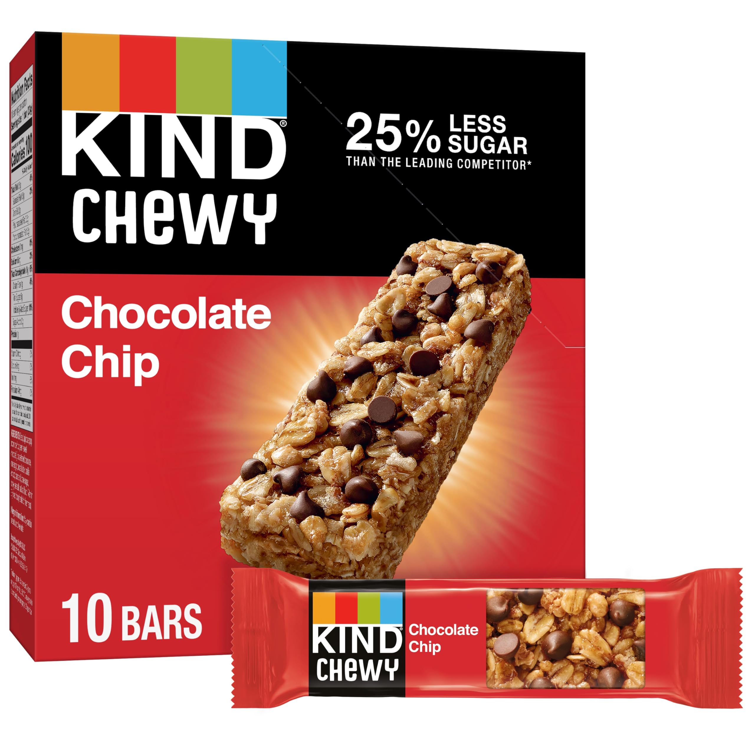 KIND Granola Chewy Bar Chocolate Chip pack showing a wholesome, kid-friendly snack