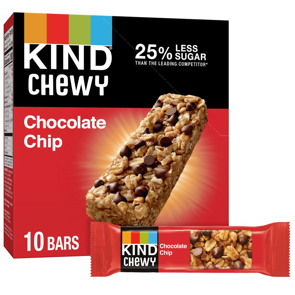 KIND Granola Chewy Bar Chocolate Chip pack showing a wholesome, kid-friendly snack