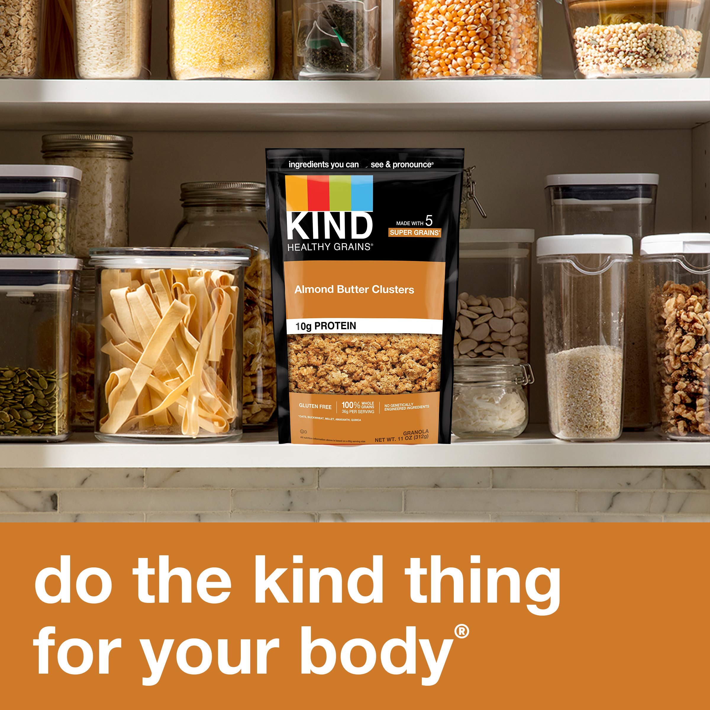 On-the-go KIND Healthy Grains Clusters pouch for a quick snack