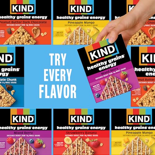 KIND Healthy Grains Energy Bar mixed berry front view with real fruit pieces.