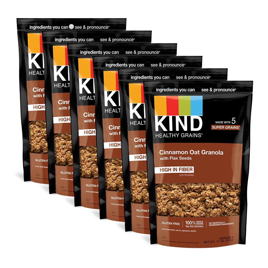 KIND Healthy Grains Granola Cinnamon Oat Bags — convenient resealable snack packs.