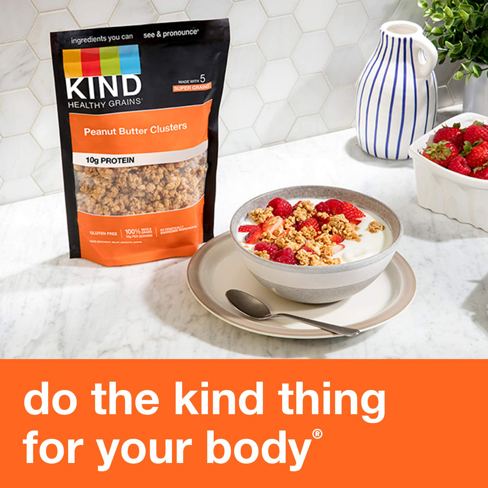 Gluten-free badge on KIND Healthy Grains Granola packaging