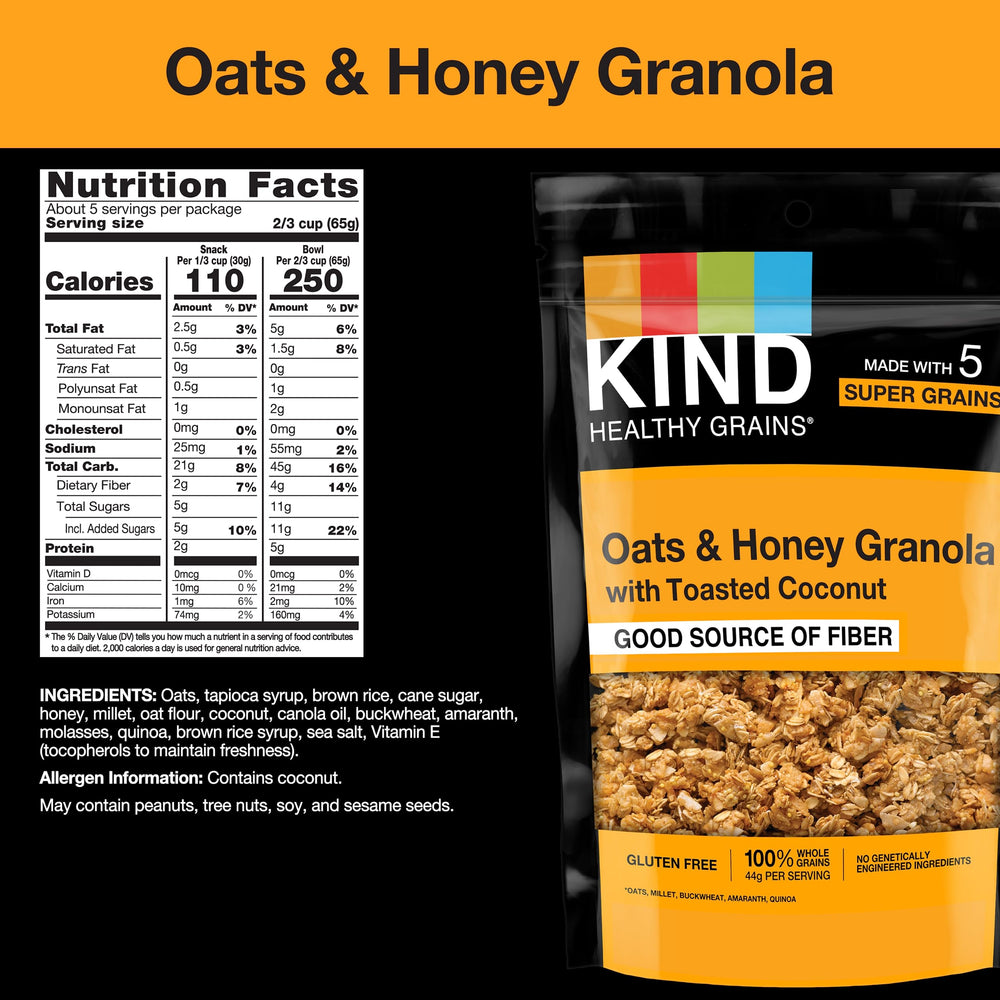 Kind Healthy Grains Granola gluten-free option with whole grains for mindful snacking.