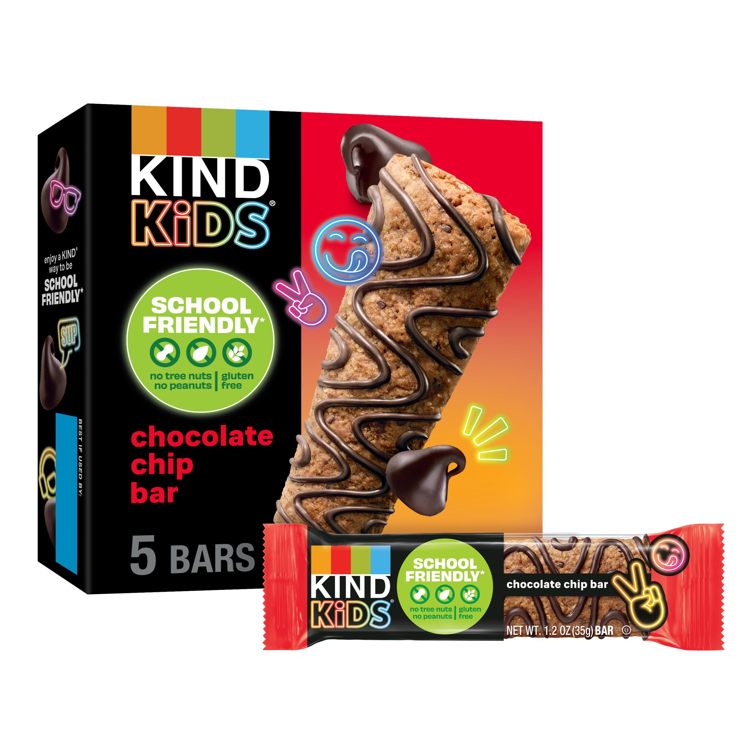 KIND Kids chocolate chip bar packaging shown, ideal for quick, school-friendly snacks.
